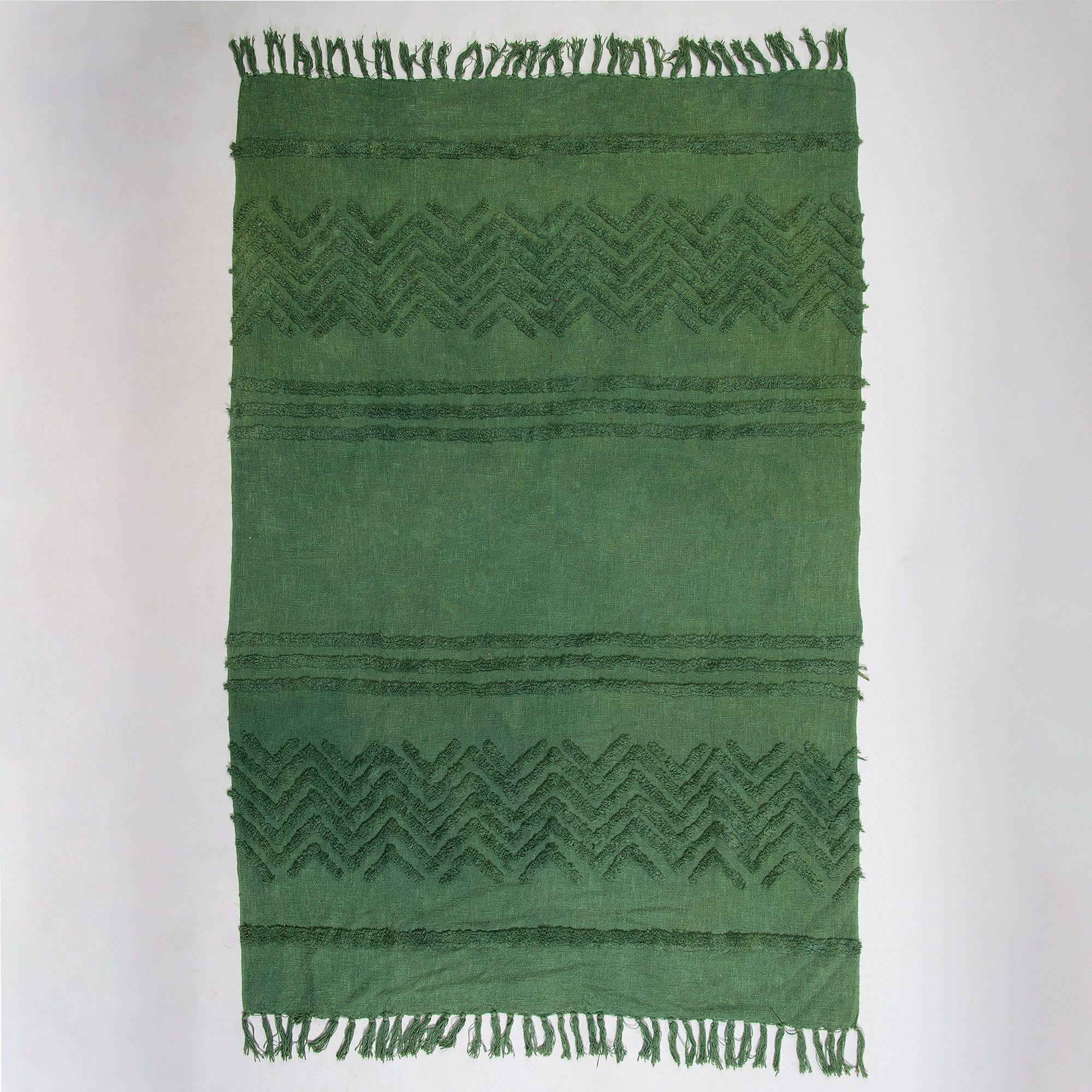 Luxury Green Tufted Bed Cotton Throw Blanket
